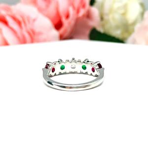 Christmas Star 4mm Lab Ruby Lab Emerald CZ Ring
