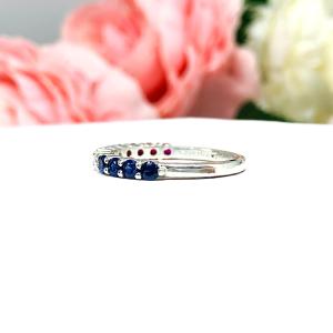 Lab Sapphire and Ruby 2.5mm Round Fourth of July Band or Stacking Ring