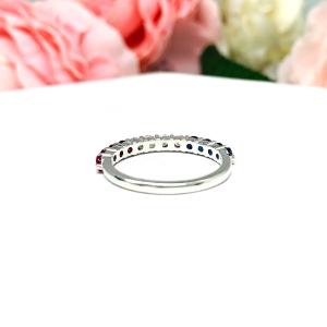 Lab Sapphire and Ruby 2.5mm Round Fourth of July Band or Stacking Ring