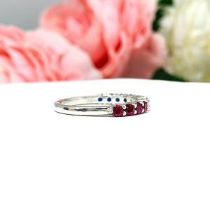 Lab Sapphire and Ruby 2.5mm Round Fourth of July Band or Stacking Ring