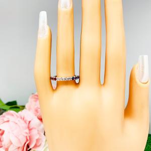 Lab Sapphire and Ruby 2.5mm Round Fourth of July Band or Stacking Ring