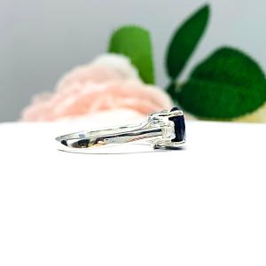 Lab Blue Sapphire 8mm Round CZ Ring Sterling Silver