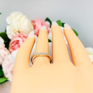 Round 2mm CZ 5 Stone Curved Wedding Band