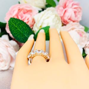 Cushion CZ Five Stone Ring 5mm Cubic Zirconia Sterling Silver SIZE 6