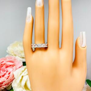 Cushion CZ Five Stone Ring 5mm Cubic Zirconia Sterling Silver SIZE 6