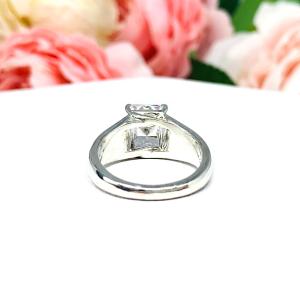 Radiant CZ Engagement Wide Band Sterling Silver Ring