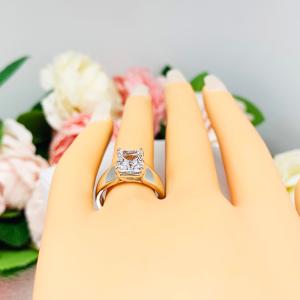 Radiant CZ Engagement Wide Band Sterling Silver Ring