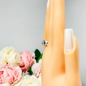Radiant CZ Engagement Wide Band Sterling Silver Ring
