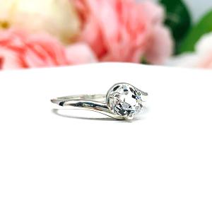 6mm Natural White Topaz Trillion Bypass Ring SIZES 7 AND 8 FINAL SALE