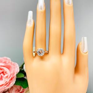 9mm Natural Round White Topaz Split Shank Ring SIZE 7 FINAL SALE