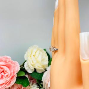 9mm Natural Round White Topaz Split Shank Ring SIZE 7 FINAL SALE