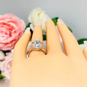 Pear CZ Engagement Round Accents Engagement Ring