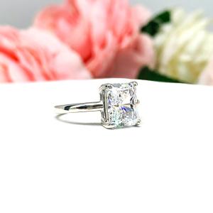6x4mm Radiant Cubic Zirconia Engagement Lower Profile Ring SIZE 6 FINAL SALE