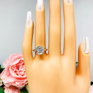 Steel Blue Moissanite Engagement Ring - Authentic 10.5mm (4.41 cts) moissanite - Sterling silver setting