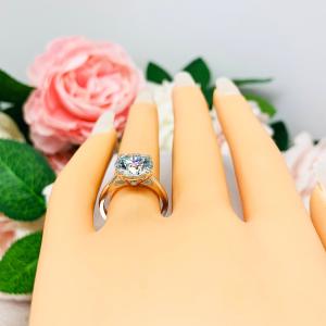 Steel Blue Moissanite Engagement Ring - Authentic 10.5mm (4.41 cts) moissanite - Sterling silver setting
