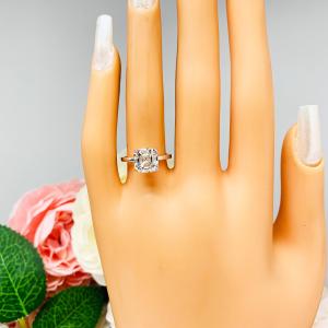 Asscher Near Colorless 8mm CZ Engagement Ring