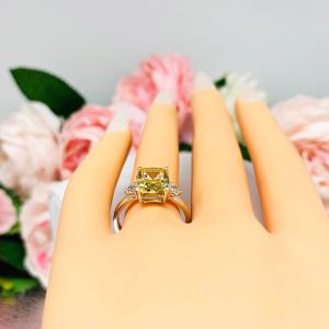 Elongated Cushion Canary Cubic Zirconia Engagement Ring