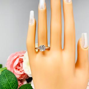 Cushion 8mm Near Colorless CZ Engagement Ring