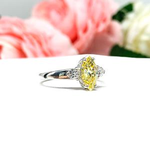 Canary Marquise CZ Engagement Ring Round Accents Sterling Silver
