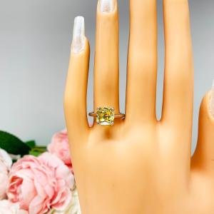 Canary Yellow Cushion CZ Split Prong Engagement Ring
