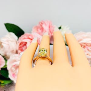 Canary Yellow Oval CZ Engagement Ring 12x8mm 3.5 Carats Split Prong