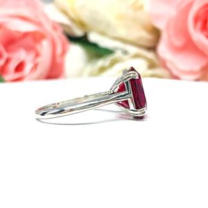 Lab Created Ruby Elongated Cushion Sterling Silver Ring