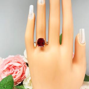 Lab Created Ruby Elongated Cushion Sterling Silver Ring