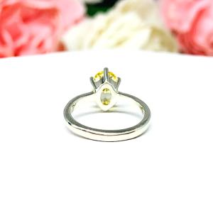 Canary Yellow Oval CZ Engagement Ring 8x6mm 1.25 Carats 6 Prong