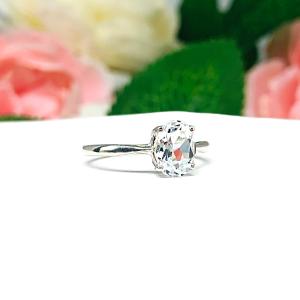 Natural White Topaz Oval Ring