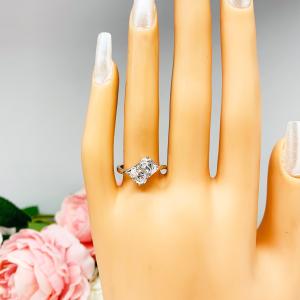 Oval CZ 2 Stone Engagement Ring Toi Et Moi You and Me