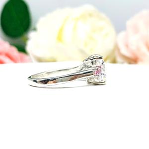 Radiant Cubic Zirconia Padparadscha Sapphire Accents Engagement Ring