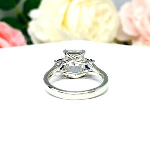 Radiant Cubic Zirconia Blue Sapphire Accents Engagement Ring