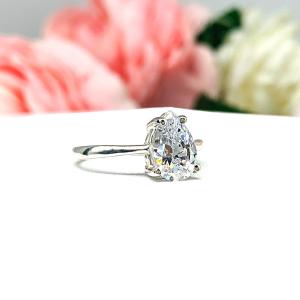 Pear Cubic Zirconia 9x6mm Engagement Ring SIZE 6 FINAL SALE
