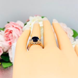 Lab Blue Sapphire 8mm Round CZ Ring Sterling Silver