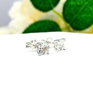 Asscher Near Colorless Cubic Zirconia Stud Earrings