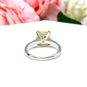 Canary Yellow Cushion CZ Split Prong Engagement Ring