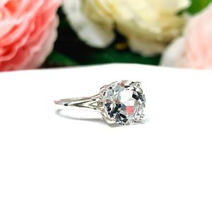 9mm Natural Round White Topaz Split Shank Ring SIZE 7 FINAL SALE