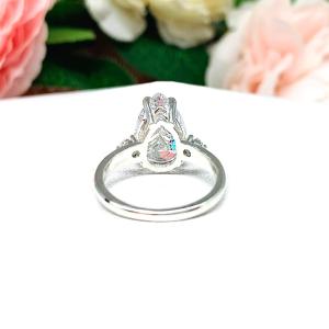 Pear CZ Engagement Round Accents Engagement Ring