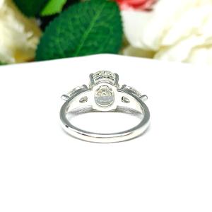 Oval Pear Near Colorless Cubic Zirconia Three Stone Engagement Ring