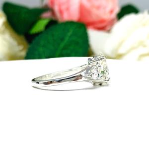 Oval Pear Near Colorless Cubic Zirconia Three Stone Engagement Ring