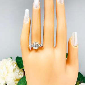 Oval Pear Near Colorless Cubic Zirconia Three Stone Engagement Ring