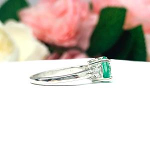 Seafoam Green Lab Spinel Round, CZ Accents Ring