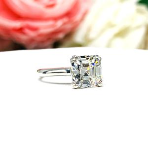 Asscher 8mm CZ Split Prong Engagement Ring