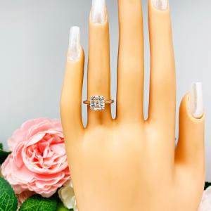 Asscher 8mm CZ Split Prong Engagement Ring