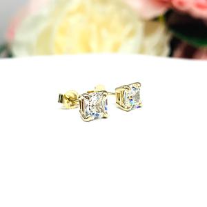 Asscher Near Colorless Cubic Zirconia Stud Earrings