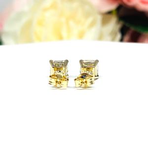 Asscher Near Colorless Cubic Zirconia Stud Earrings