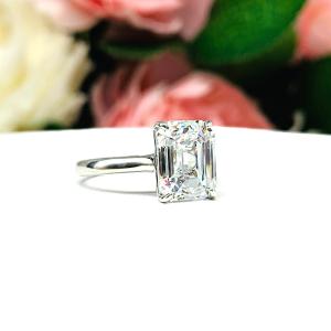 Elongated Asscher CZ Engagement Ring Size 6.5 – 10x8mm, Sterling Silver