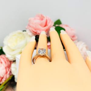 Elongated Asscher CZ Engagement Ring Size 6.5 – 10x8mm, Sterling Silver