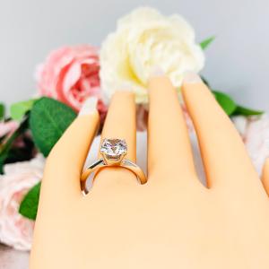 Cushion 8mm Near Colorless CZ Engagement Ring