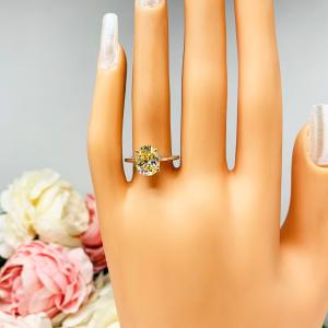 Canary Yellow 10x8mm Oval CZ Engagement Ring Size 6